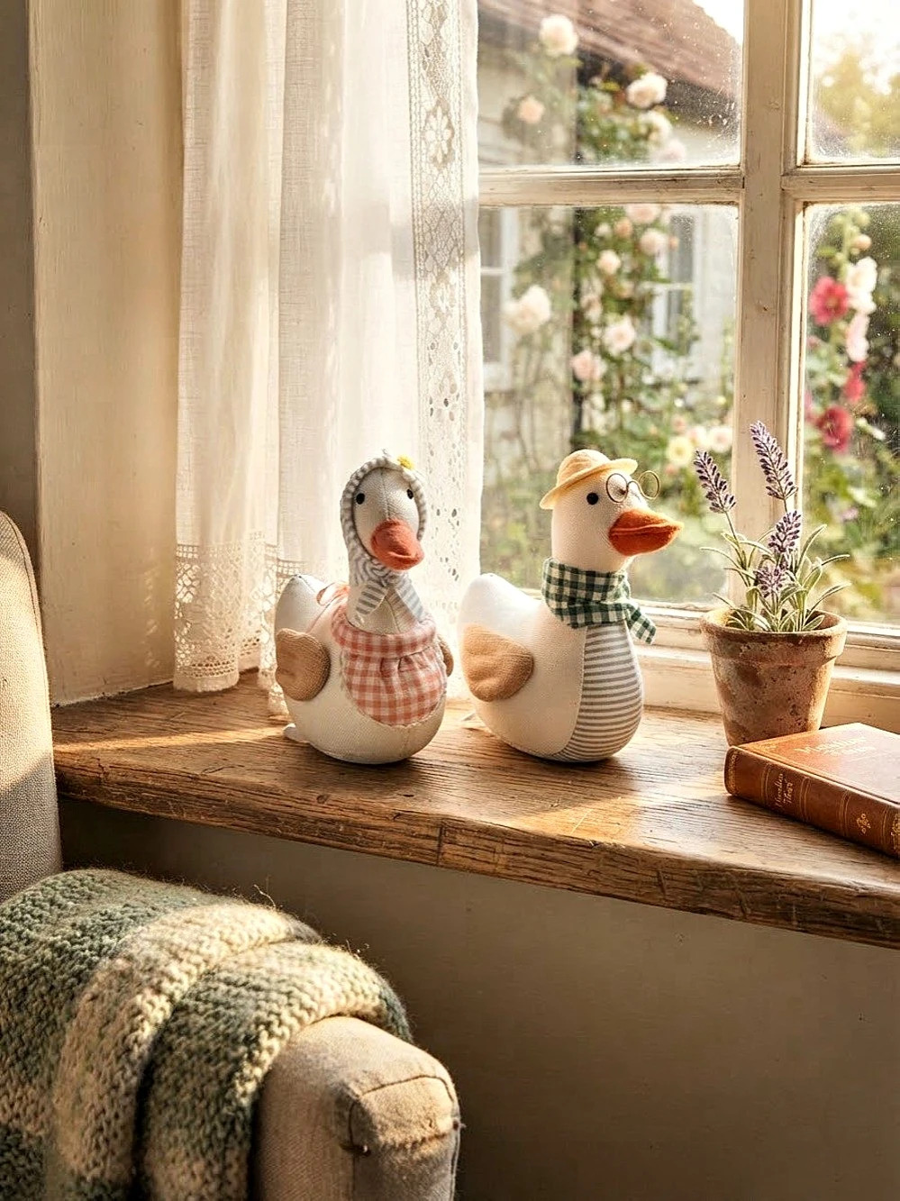 Decorative Goose Figurines Set of 2